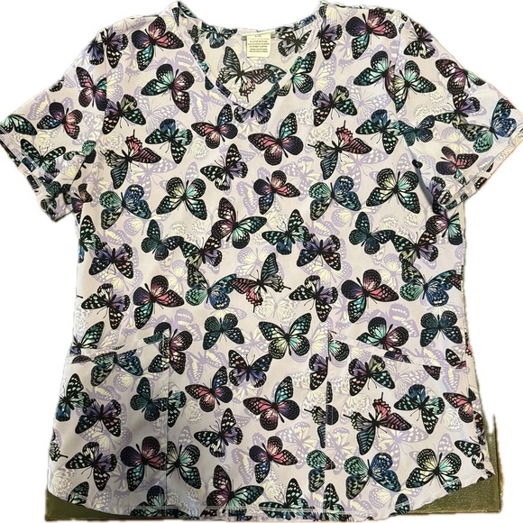 Butterfly Print Scrub Top - Picture 2 of 5